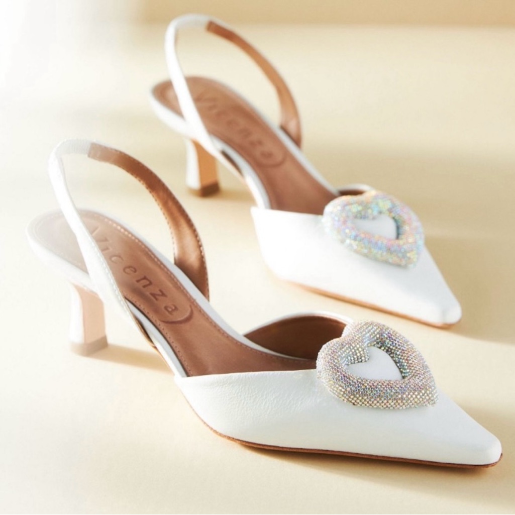 Vicenza Heart Slingback Kitten-Heel Pumps